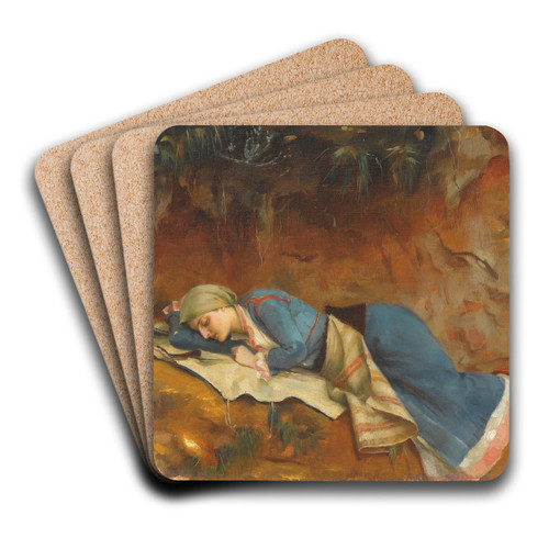 Resting Greek Girl by Theodoros Ralli Art Drink Coaster set