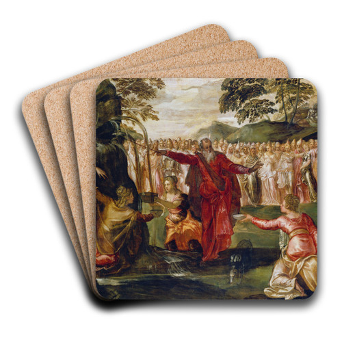 Moses Striking the Rock by Jacopo Tintoretto Art Drink Coaster set