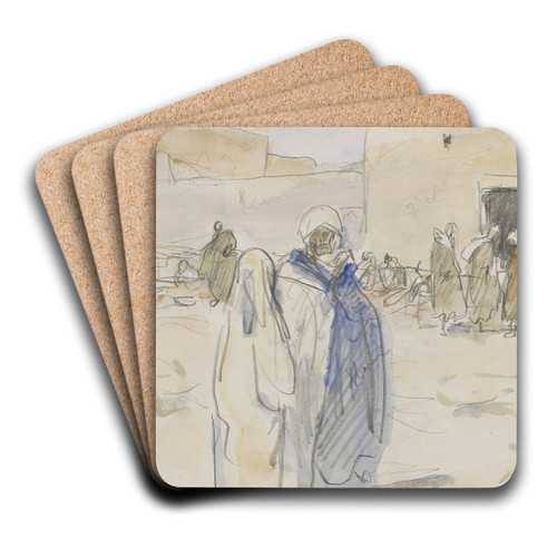 Straat met figuren bij een huis by Marius Bauer Art Drink Coaster set