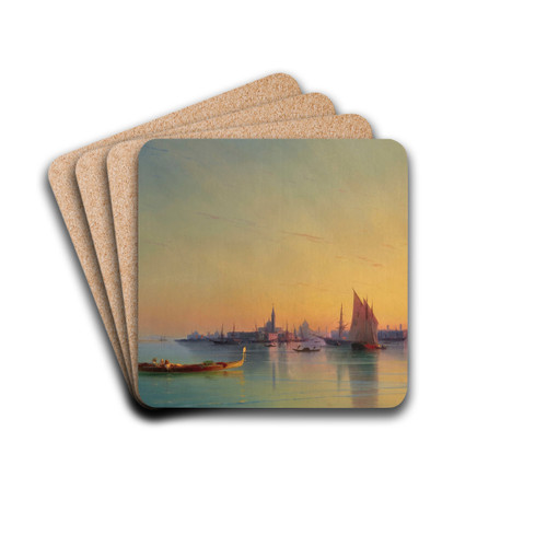 Venice at sunset by Ivan Konstantinovich Aivazovsky Drink Coasters - set of 4 Venice at sunset by Ivan Konstantinovich Aivazovsky Drink Coasters - set of 4