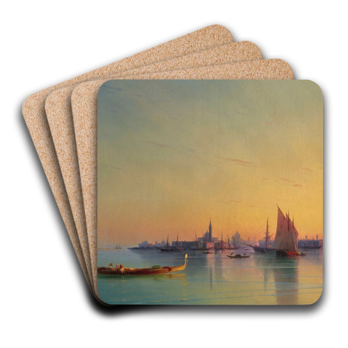 Venice at sunset by Ivan Konstantinovich Aivazovsky Art Drink Coaster set Venice at sunset by Ivan Konstantinovich Aivazovsky Art Drink Coaster set