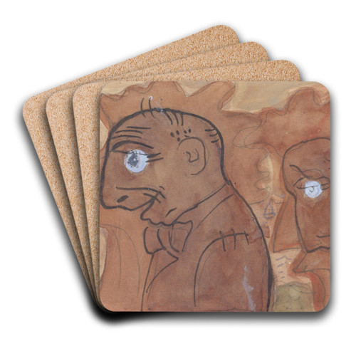 Karikatuur van Leo Gestel en zijn vrouw () by Leo Gestel Art Drink Coaster set