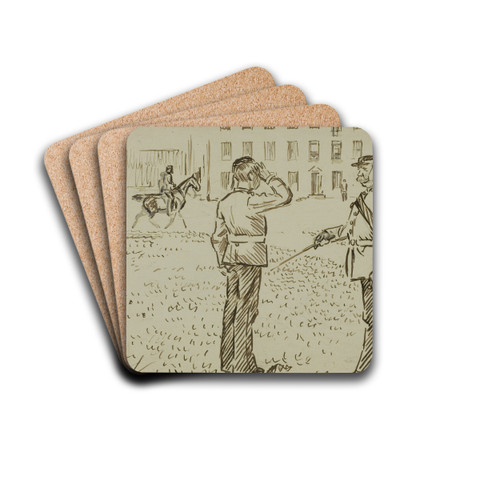 A Poser by Charles Samuel Keene Drink Coasters - set of 4 A Poser by Charles Samuel Keene Drink Coasters - set of 4