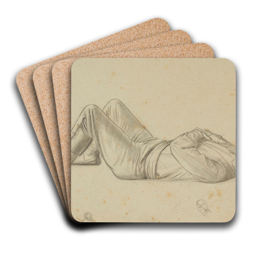 Untitled (study of reclining man) - preparatory drawing for ' The marriage at Cana' by Winifred Knights Art Drink Coaster set Untitled (study of reclining man) - preparatory drawing for ' The marriage at Cana' by Winifred Knights Art Drink Coaster set