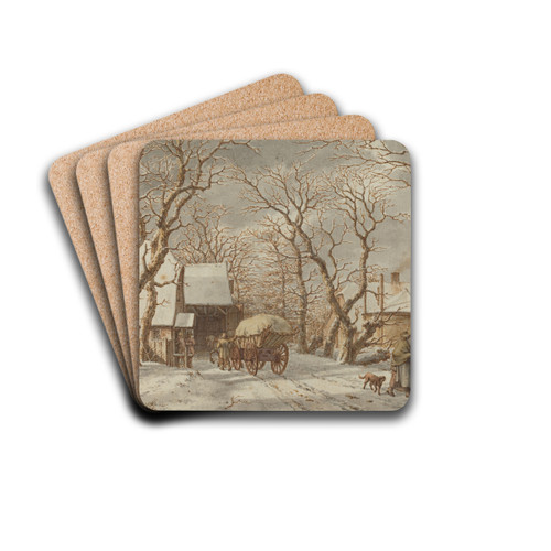Winter Scene by Jacob Cats Drink Coasters - set of 4 Winter Scene by Jacob Cats Drink Coasters - set of 4