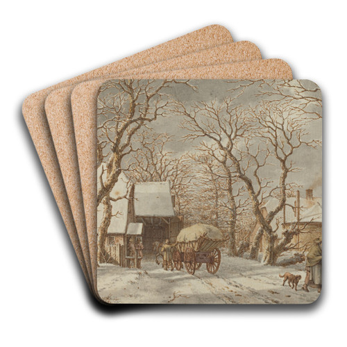 Winter Scene by Jacob Cats Art Drink Coaster set Winter Scene by Jacob Cats Art Drink Coaster set