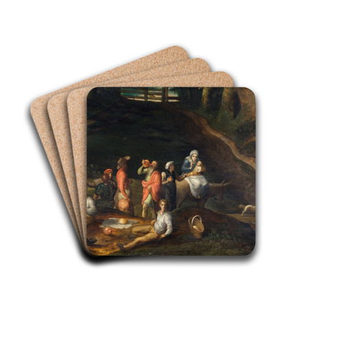 Landscape with the Holy Family by Gillis Mostaert Drink Coasters - set of 4