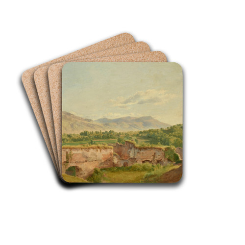 Les ruines des Allignes by Wolfgang Adam Tpffer Drink Coasters - set of 4