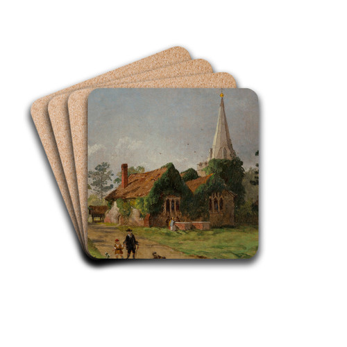 Church at Stoke Poges by Jasper Francis Cropsey Drink Coasters - set of 4