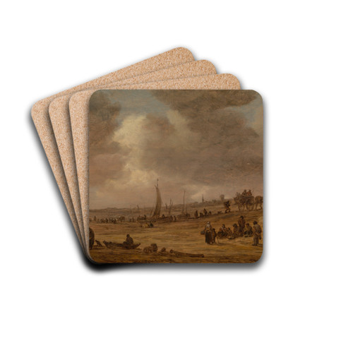 A Beach with Fishing Boats by Jan van Goyen Drink Coasters - set of 4