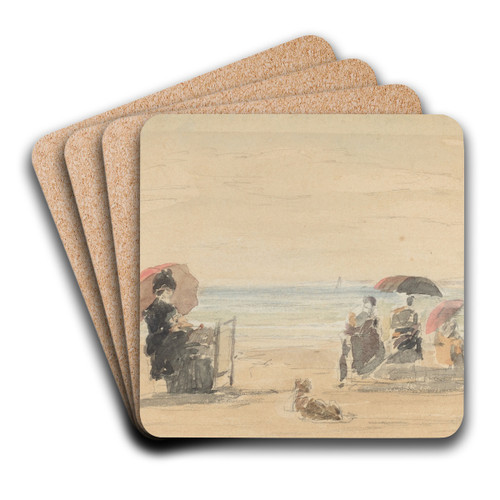 Sun-Shades, Trouville by Eugne Boudin Art Drink Coaster set