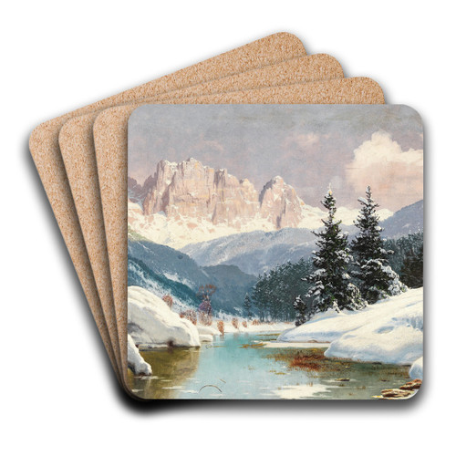 A Sunny Winter Day with a View of the Dolomites by Toni Haller Art Drink Coaster set