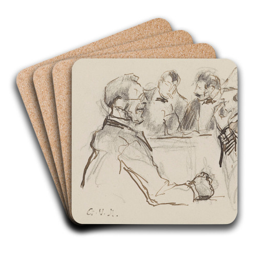 Quatre personnages dans un caf by Georges Hugo Art Drink Coaster set
