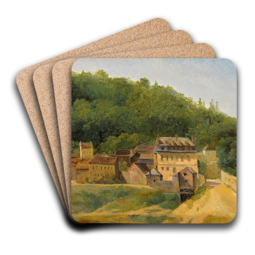The Cabassud Houses, Ville-D'avray by Jean-Baptiste-Camille Corot Art Drink Coaster set