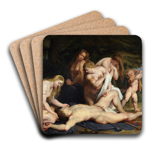 The Death of Adonis (With Venus, Cupid, and The Three Graces) by Peter Paul Rubens Art Drink Coaster set