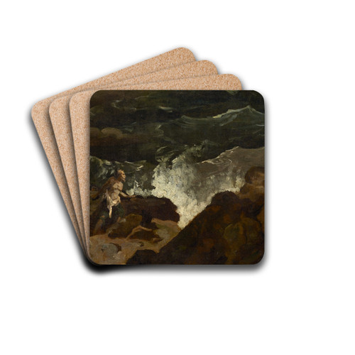 Shipwrecked on a Beach (TheTempest) by Thodore Gricault Drink Coasters - set of 4
