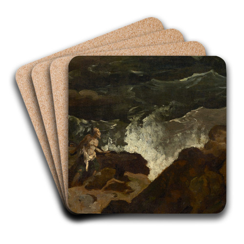 Shipwrecked on a Beach (TheTempest) by Thodore Gricault Art Drink Coaster set