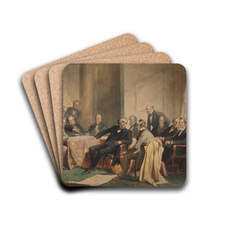 Men of Progress by Christian Schussele Drink Coasters - set of 4 Men of Progress by Christian Schussele Drink Coasters - set of 4