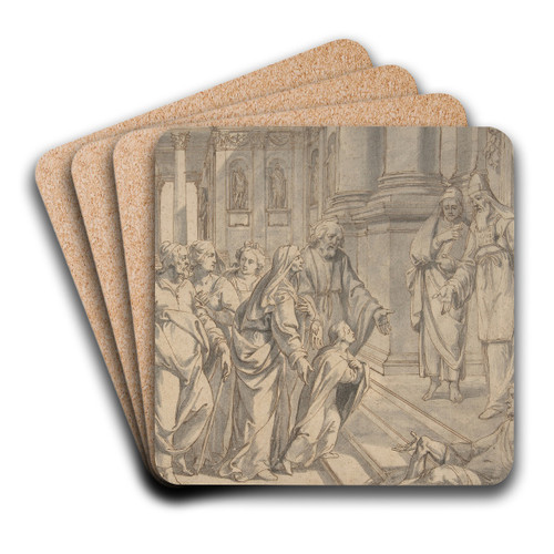 The Presentation of the Virgin by Philippe de Champaigne Art Drink Coaster set