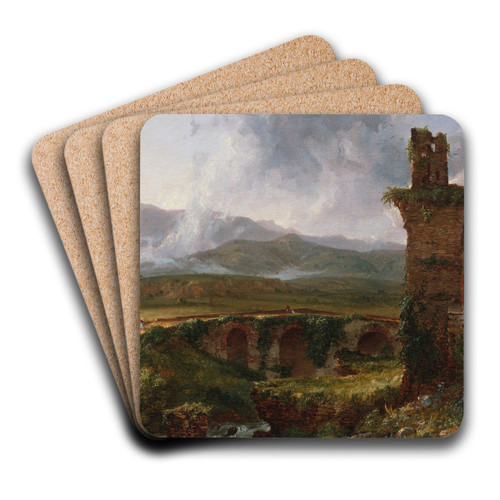 A View near Tivoli (Morning) by Thomas Cole Art Drink Coaster set