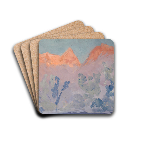 Mountains at Sunset by Ernst Schiess Drink Coasters - set of 4