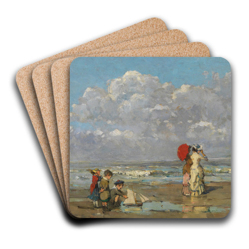 On the Beach by Pericles Pantazis Art Drink Coaster set