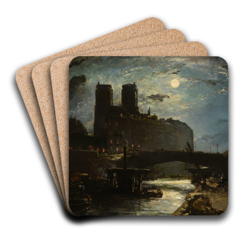 Notre-Dame de Paris by Johan Barthold Jongkind Art Drink Coaster set Notre-Dame de Paris by Johan Barthold Jongkind Art Drink Coaster set