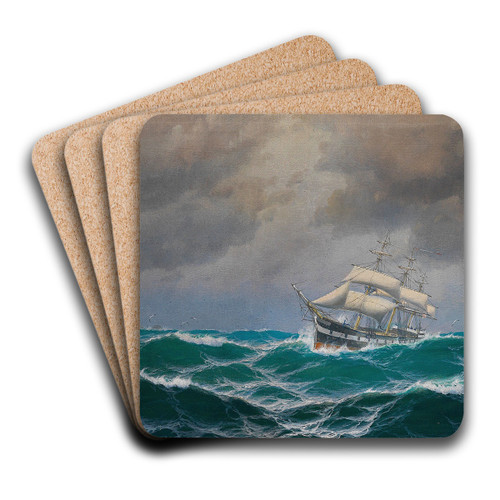 Dreimaster auf hoher See by Max Jensen Art Drink Coaster set Dreimaster auf hoher See by Max Jensen Art Drink Coaster set