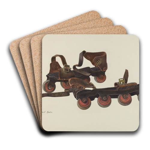 Roller Skates by Albert Rudin Art Drink Coaster set