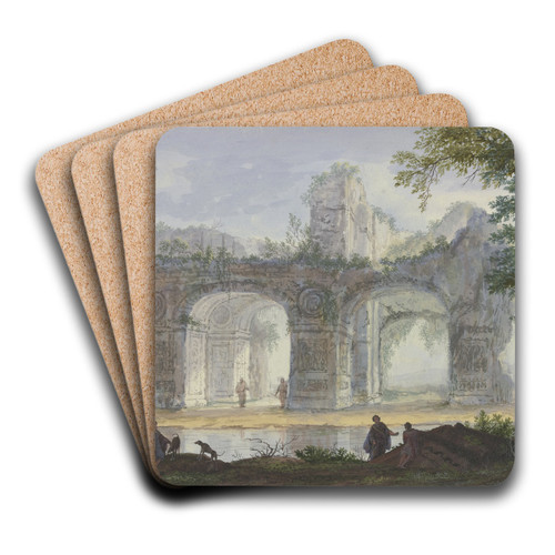 Landscape with Ancient Archway by Abraham Rademaker Art Drink Coaster set Landscape with Ancient Archway by Abraham Rademaker Art Drink Coaster set