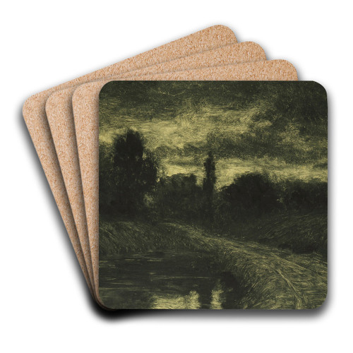 Afterglow by Joseph Henry Sharp Art Drink Coaster set Afterglow by Joseph Henry Sharp Art Drink Coaster set