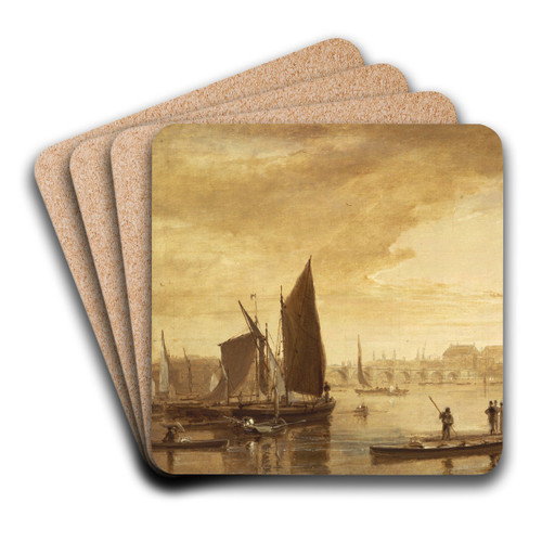 Westminster Bridge and Abbey by William Daniell Art Drink Coaster set