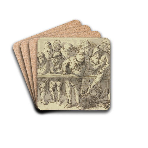 Zuschauer hinter einem Gelnder by Isaac van Ostade Drink Coasters - set of 4 Zuschauer hinter einem Gelnder by Isaac van Ostade Drink Coasters - set of 4