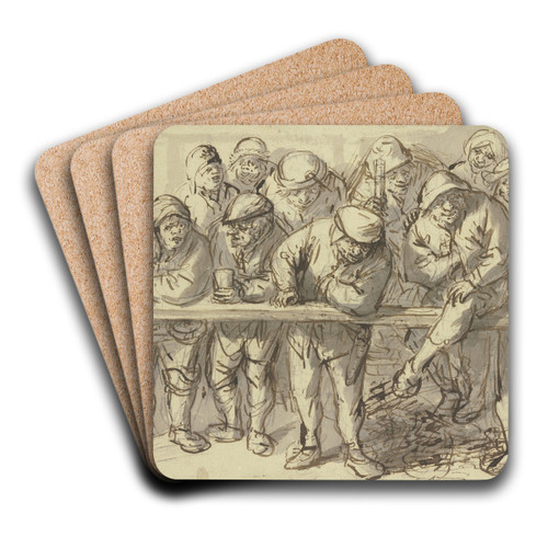 Zuschauer hinter einem Gelnder by Isaac van Ostade Art Drink Coaster set Zuschauer hinter einem Gelnder by Isaac van Ostade Art Drink Coaster set