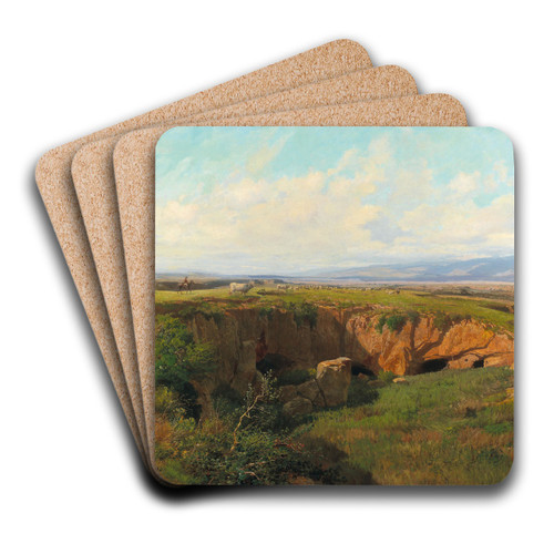 Roman Campagna landscape with shepherd by Pietro Sassi Art Drink Coaster set