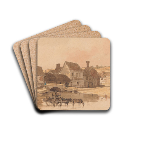 The Village of Kirkstall, Yorkshire by Thomas Girtin Drink Coasters - set of 4
