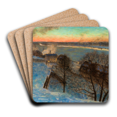 Evening in February, Riddarfjrden (Stockholm) by Eugne Jansson Art Drink Coaster set