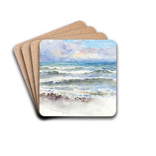 At Pwllheli, N. Wales by George Elbert Burr Drink Coasters - set of 4 At Pwllheli, N. Wales by George Elbert Burr Drink Coasters - set of 4
