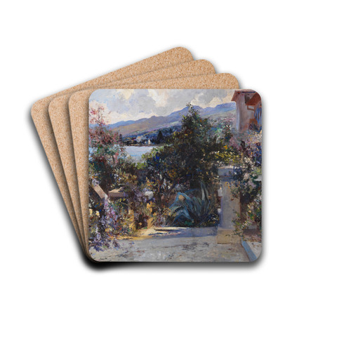 Kstenlandschaft bei Abbazia by Leontine von Littrow Drink Coasters - set of 4 Kstenlandschaft bei Abbazia by Leontine von Littrow Drink Coasters - set of 4