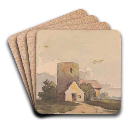 Landscape with Building Structure by Thomas Sully Art Drink Coaster set