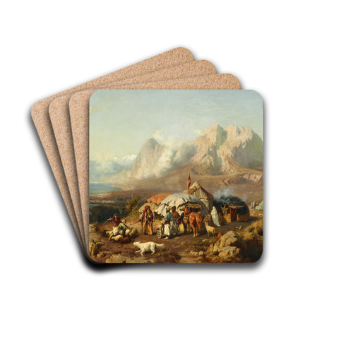A Camp in the Caucasus by Paul von Franken Drink Coasters - set of 4