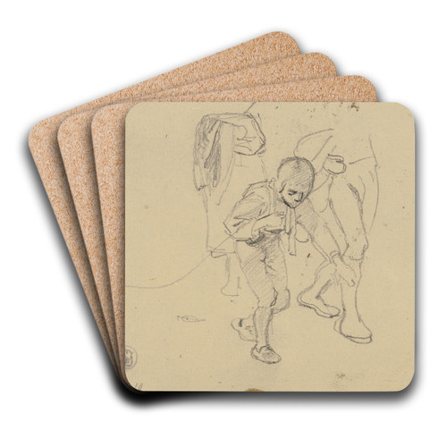 Group of figures by Jakob Becker Art Drink Coaster set