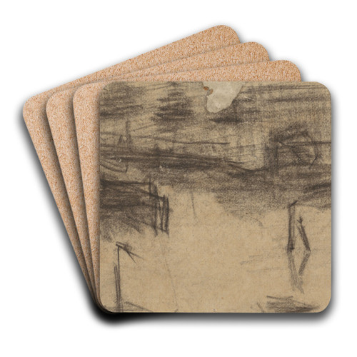 Schets van een haventje by Theo Nieuwenhuis Art Drink Coaster set