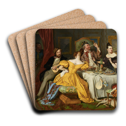 Der reiche Prasser by Josef Danhauser Art Drink Coaster set