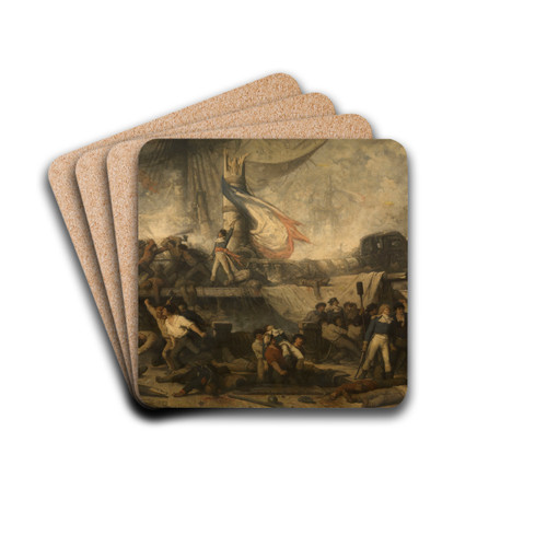 The Algerisas at the Battle of Trafalgar by Henri Franois Schaefels Drink Coasters - set of 4 The Algerisas at the Battle of Trafalgar by Henri Franois Schaefels Drink Coasters - set of 4