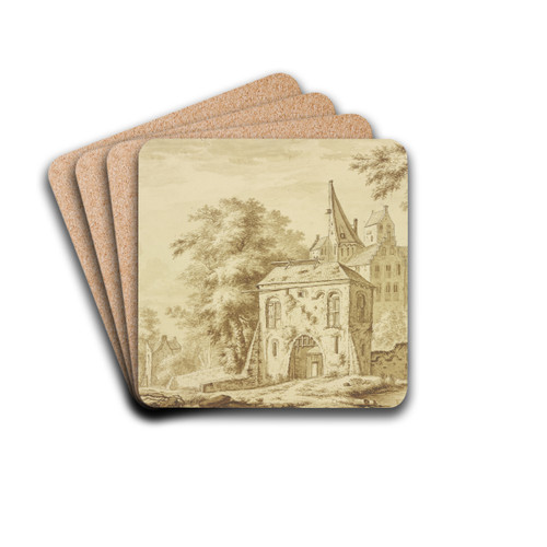 City gate with portcullis by Abraham Rademaker Drink Coasters - set of 4 City gate with portcullis by Abraham Rademaker Drink Coasters - set of 4