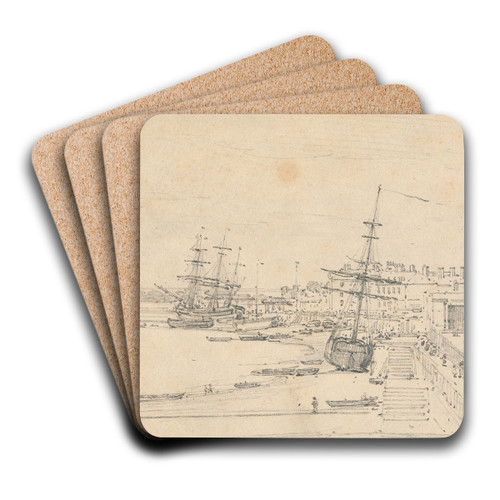 The Custom House, London by Henry Edridge Art Drink Coaster set