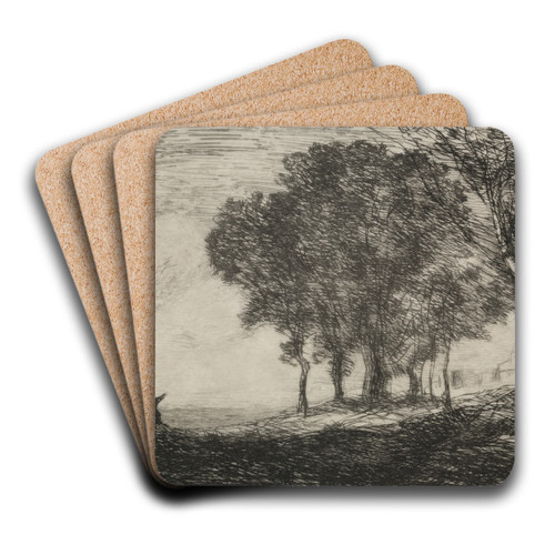 Italian Landscape by Jean-Baptiste-Camille Corot Art Drink Coaster set