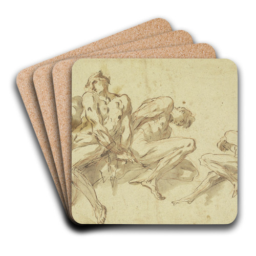 Four slaves by Gaspare Diziani Art Drink Coaster set