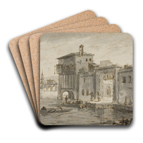 Buildings Beside Lagoon by Claude Lorrain Art Drink Coaster set